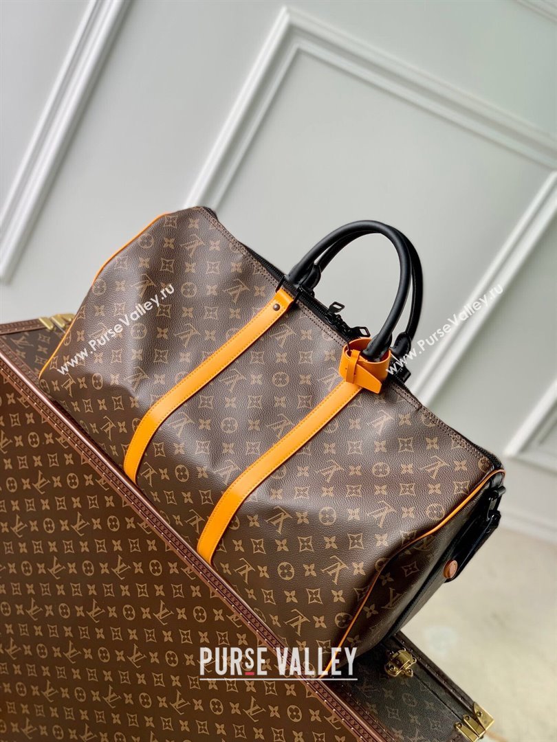 Louis Vuitton Keepall Bandouliere 50 Travel bag in Monogram Canvas M46703 Orange/Brown 2023 (K-23120505)