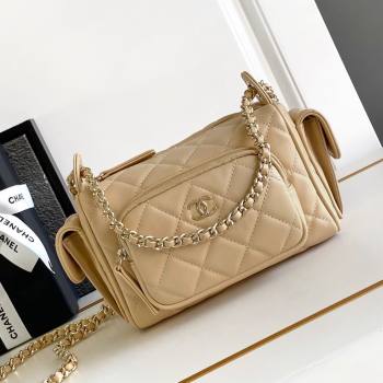 Chanel Small Camera Case Bag in Shiny Crumpled Lambskin AS5220 Beige 2024 (YEZI-24101607 )