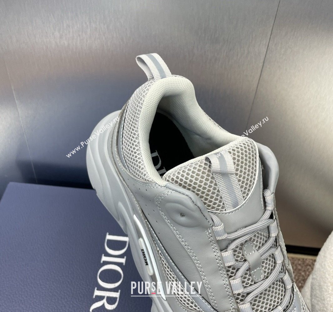 Dior Mens Homme Sneakers B22 in Leather and Mesh Grey/Silver 2024 093002 (MD-240930069)