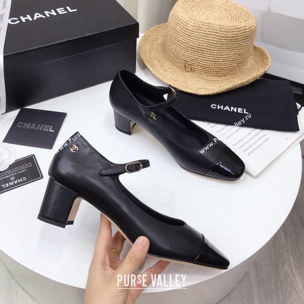 Chanel Lambskin Mary Janes Pumps 5cm Black 2020 (MD-20122110)