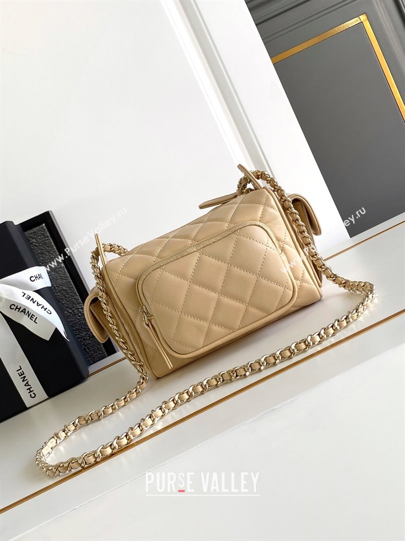 Chanel Small Camera Case Bag in Shiny Crumpled Lambskin AS5220 Beige 2024 (YEZI-24101607 )