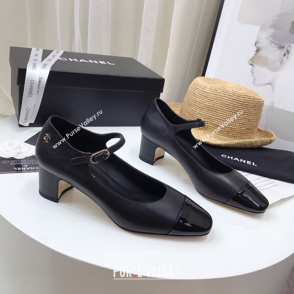 Chanel Lambskin Mary Janes Pumps 5cm Black 2020 (MD-20122110)