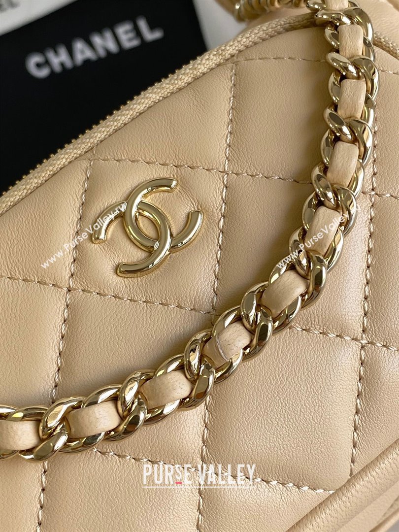 Chanel Small Camera Case Bag in Shiny Crumpled Lambskin AS5220 Beige 2024 (YEZI-24101607 )