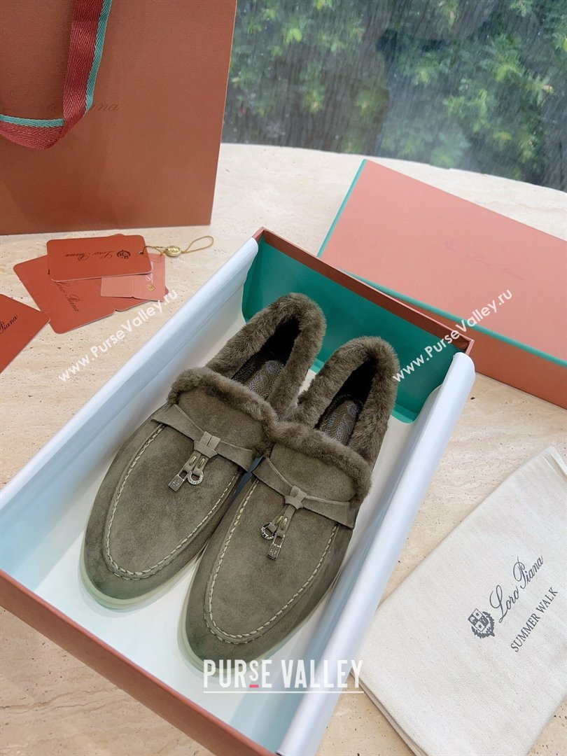 LP Summer Charms Walk Loafers with Fur LP110624 Green 2023 (KL-23110624)