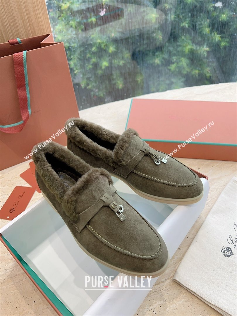 LP Summer Charms Walk Loafers with Fur LP110624 Green 2023 (KL-23110624)