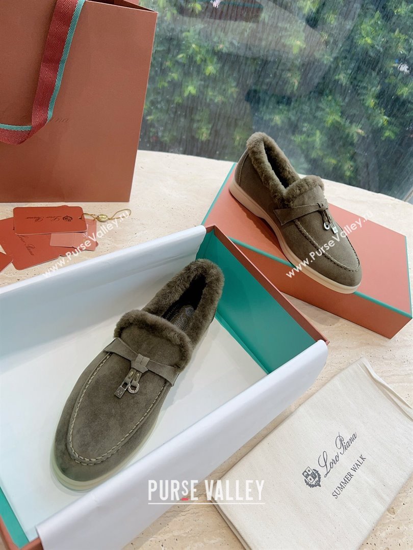 LP Summer Charms Walk Loafers with Fur LP110624 Green 2023 (KL-23110624)