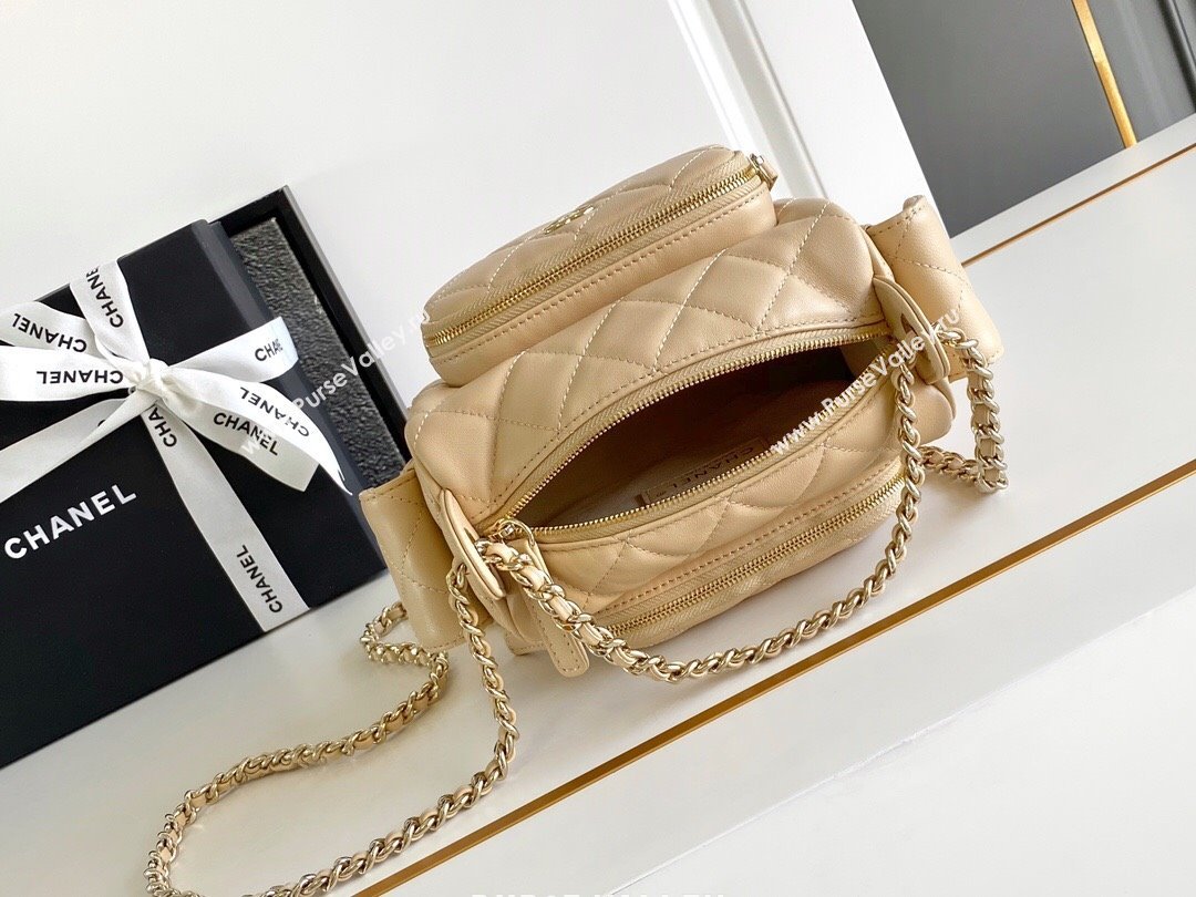 Chanel Small Camera Case Bag in Shiny Crumpled Lambskin AS5220 Beige 2024 (YEZI-24101607 )