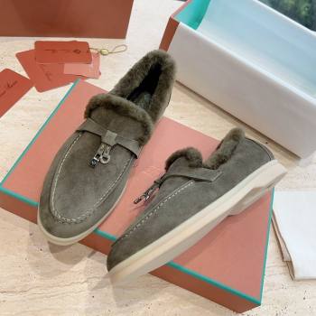 LP Summer Charms Walk Loafers with Fur LP110624 Green 2023 (KL-23110624)