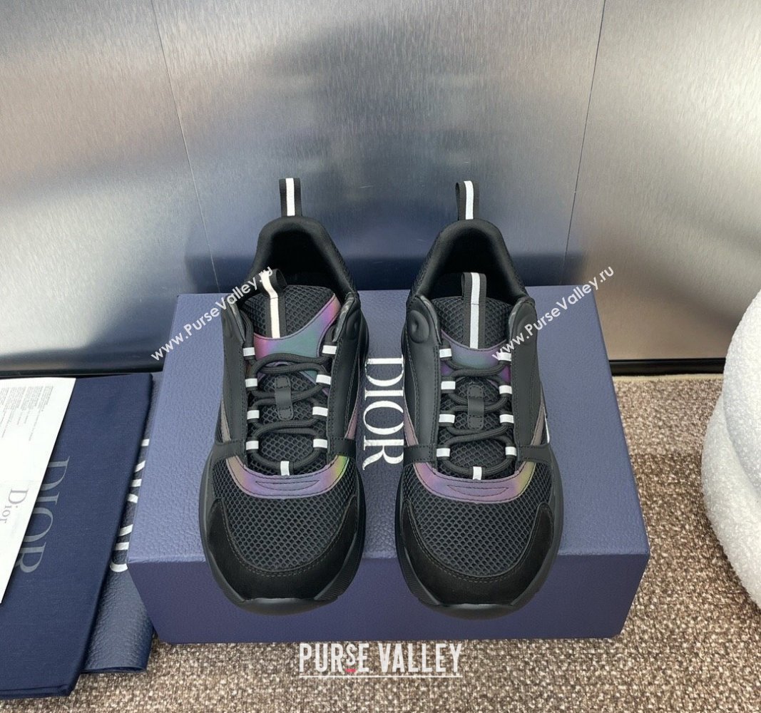 Dior Mens Homme Sneakers B22 in Leather and Mesh Black/Purple 2024 093002 (MD-240930071)