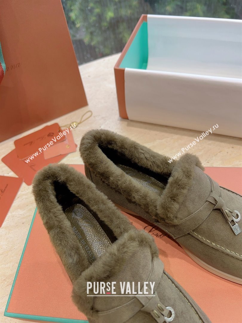 LP Summer Charms Walk Loafers with Fur LP110624 Green 2023 (KL-23110624)