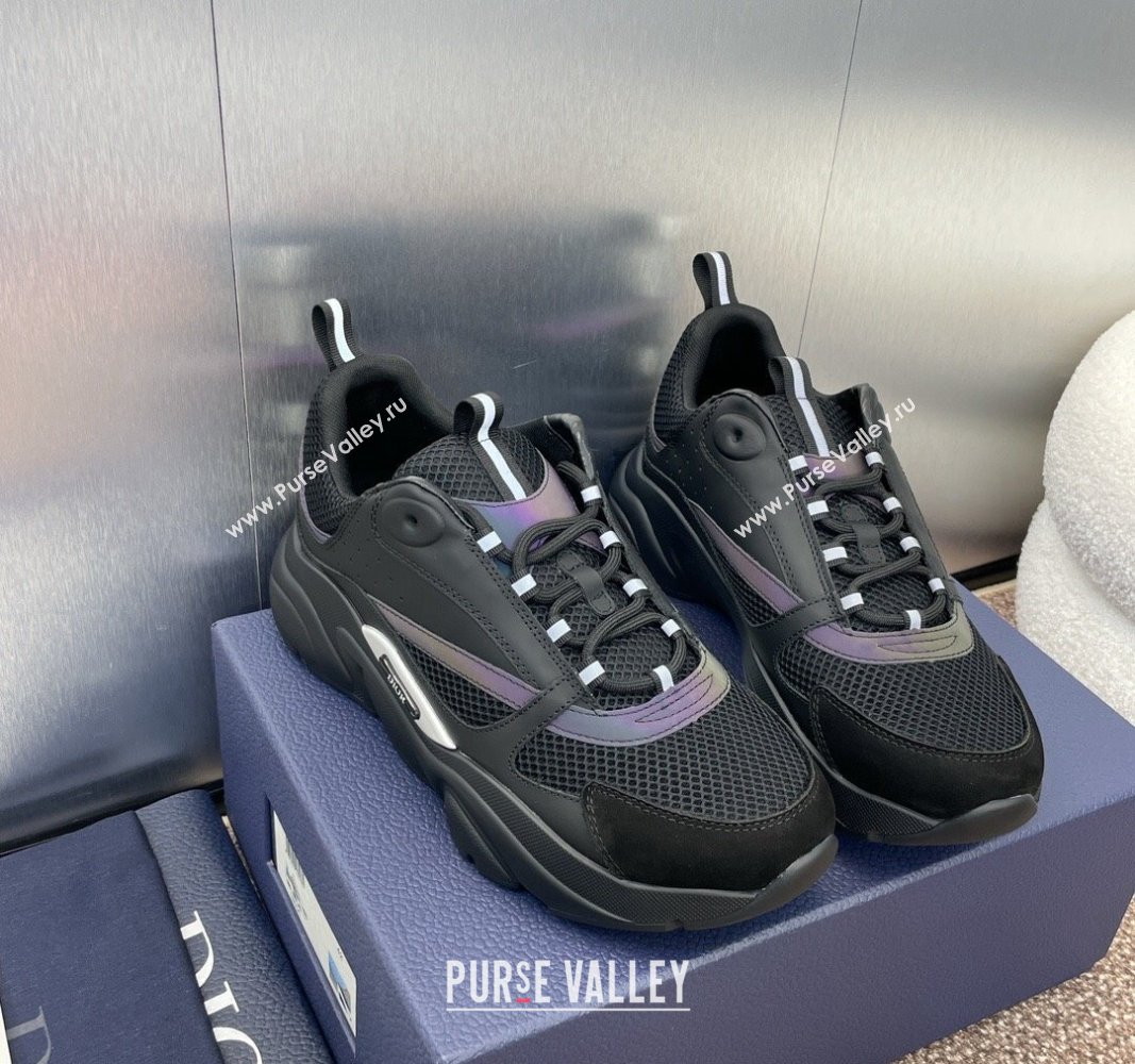 Dior Mens Homme Sneakers B22 in Leather and Mesh Black/Purple 2024 093002 (MD-240930071)