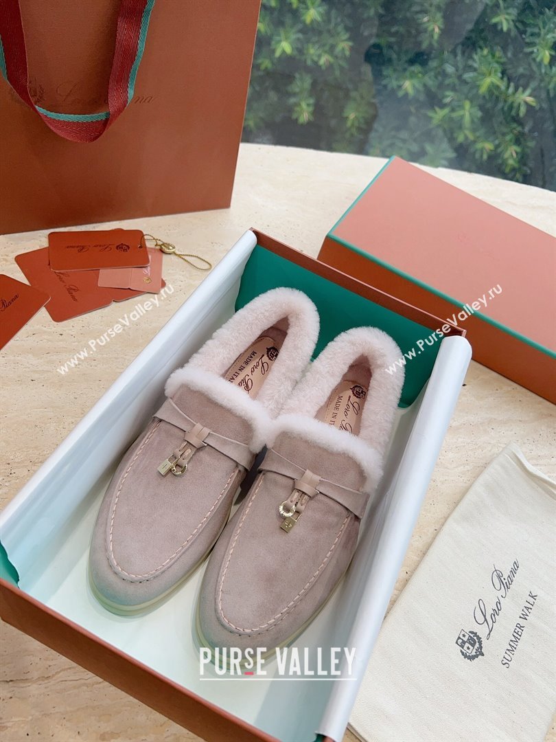 LP Summer Charms Walk Loafers with Fur LP110625 Beige 2023 (KL-23110625)