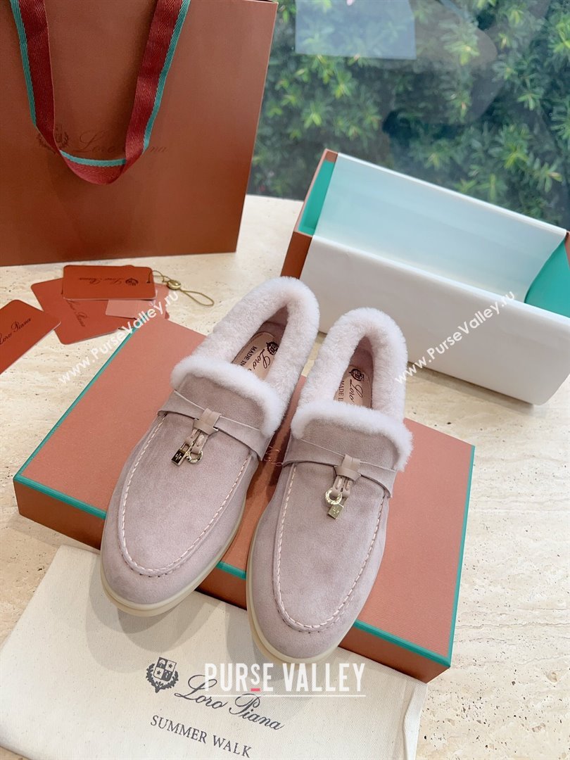 LP Summer Charms Walk Loafers with Fur LP110625 Beige 2023 (KL-23110625)