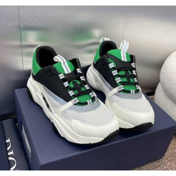 Dior Mens Homme Sneakers B22 in Leather and Mesh White/Black/Green 2024 093002 (MD-240930072)