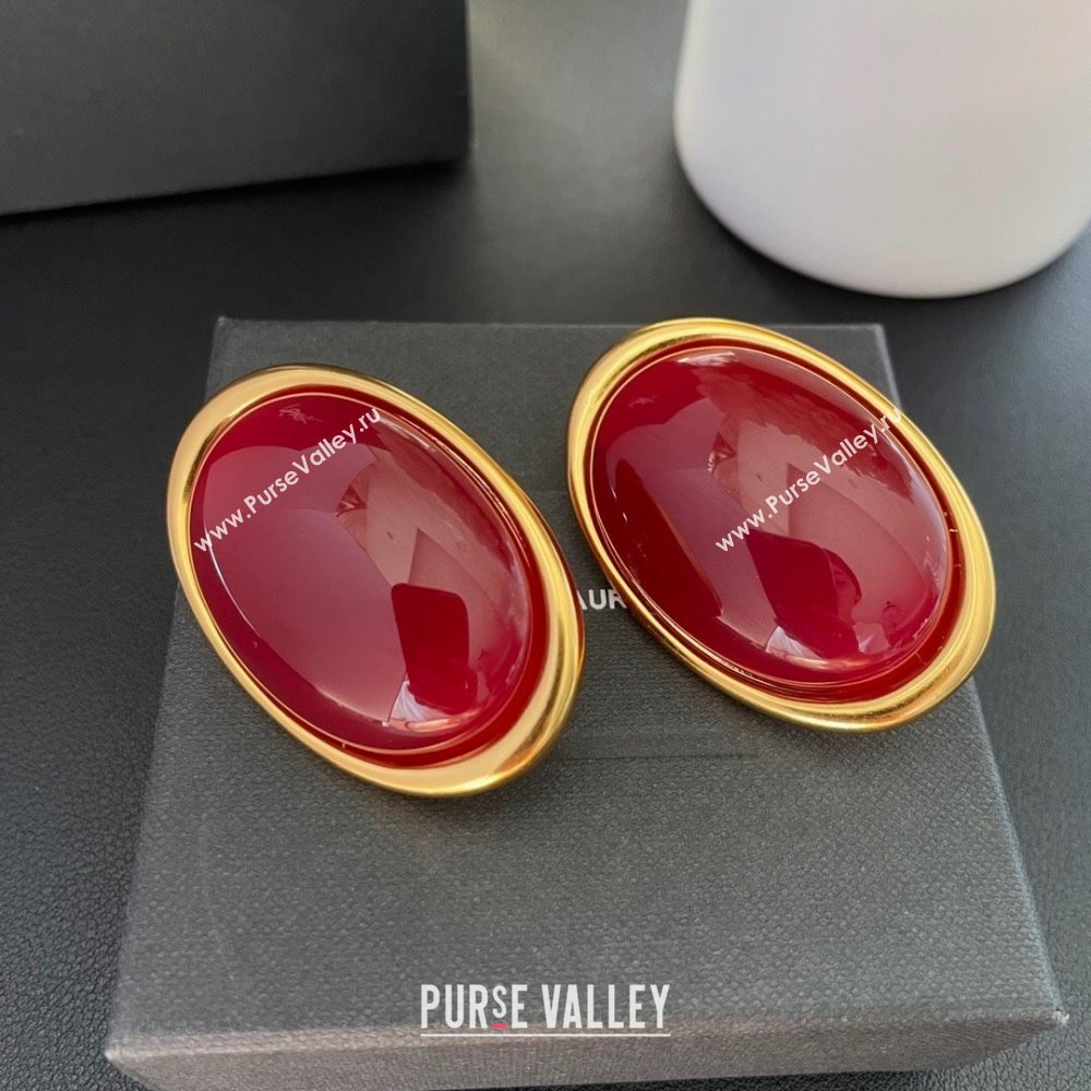 Saint Laurent Large Stud Earrings S12541 Red 2024 (YF-24012541)