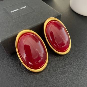 Saint Laurent Large Stud Earrings S12541 Red 2024 (YF-24012541)