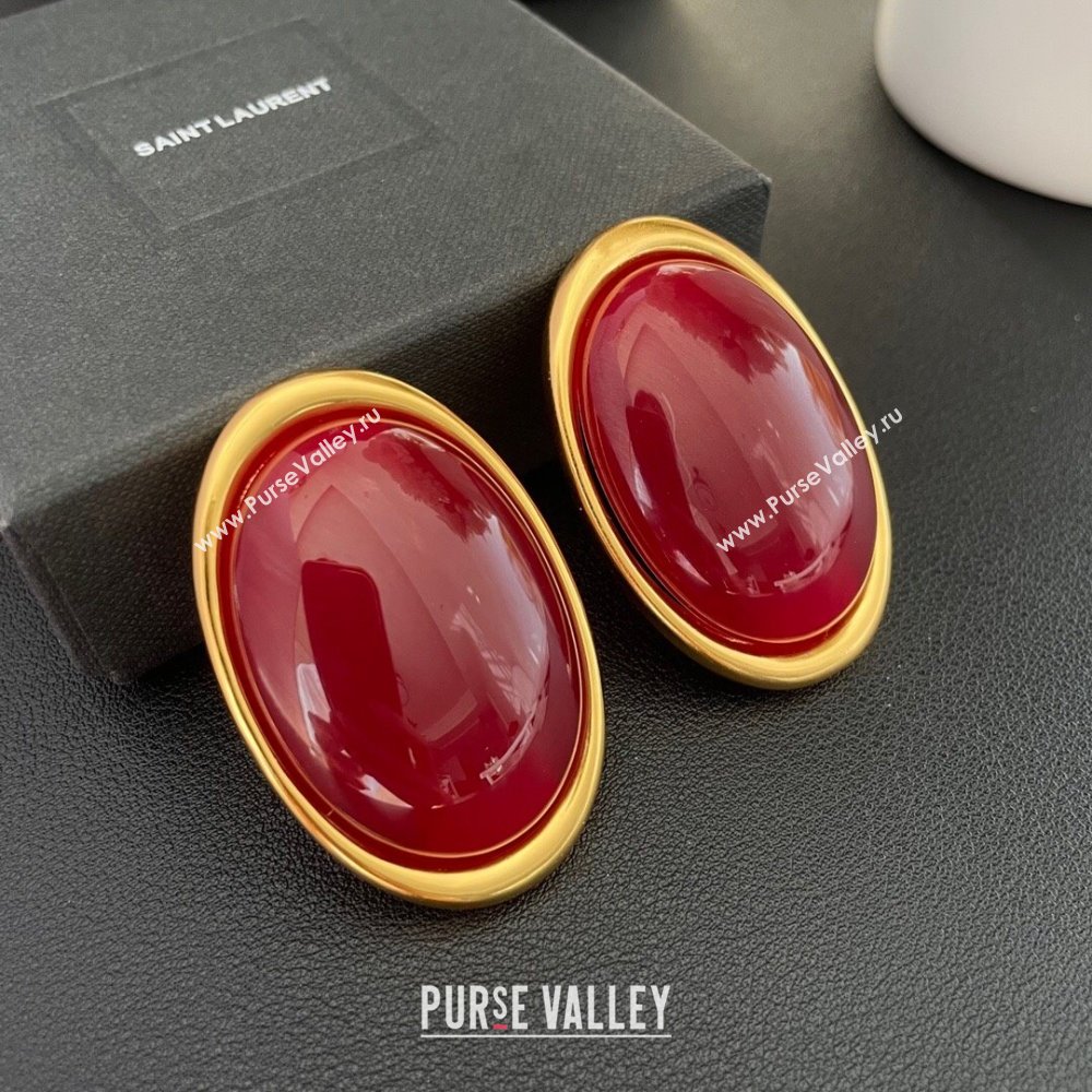 Saint Laurent Large Stud Earrings S12541 Red 2024 (YF-24012541)