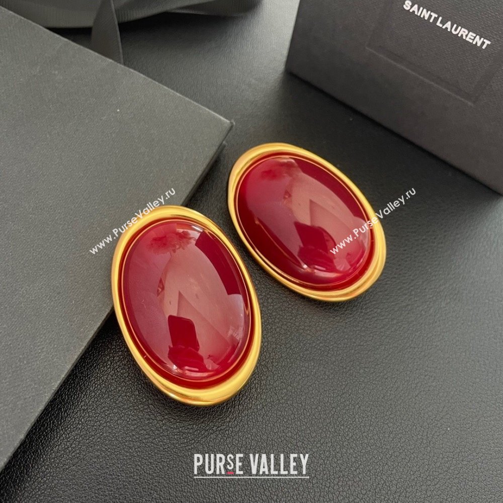 Saint Laurent Large Stud Earrings S12541 Red 2024 (YF-24012541)