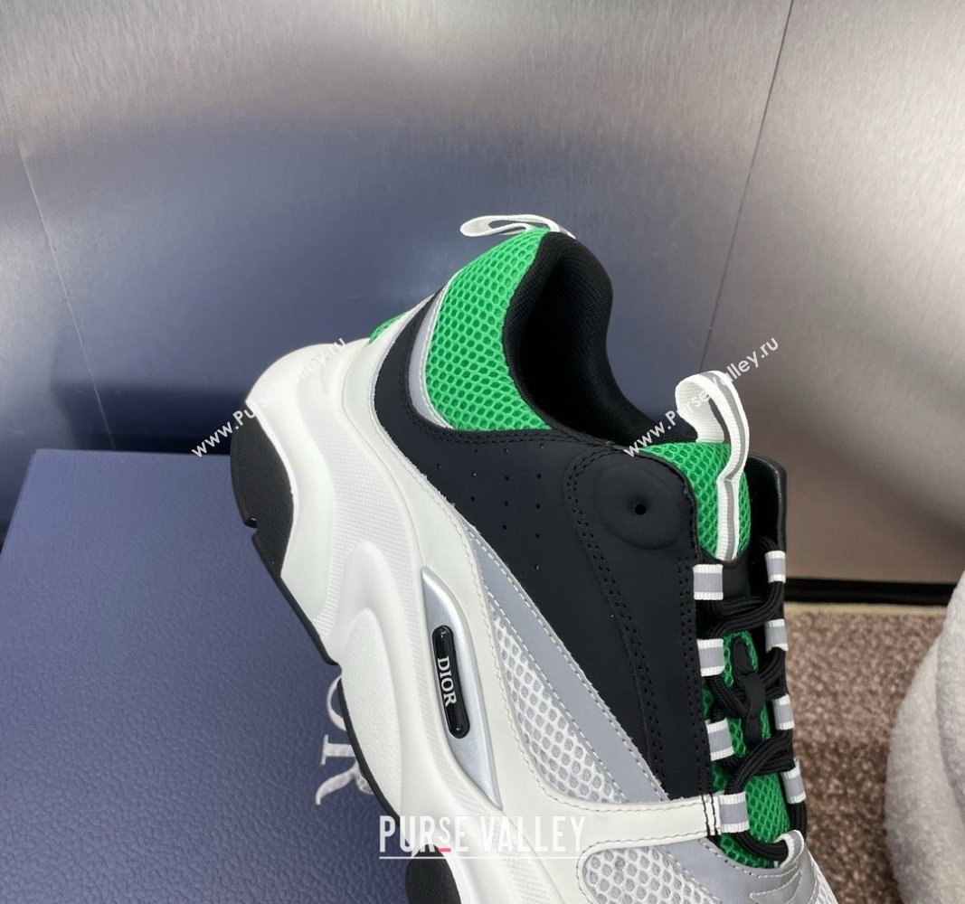 Dior Mens Homme Sneakers B22 in Leather and Mesh White/Black/Green 2024 093002 (MD-240930072)