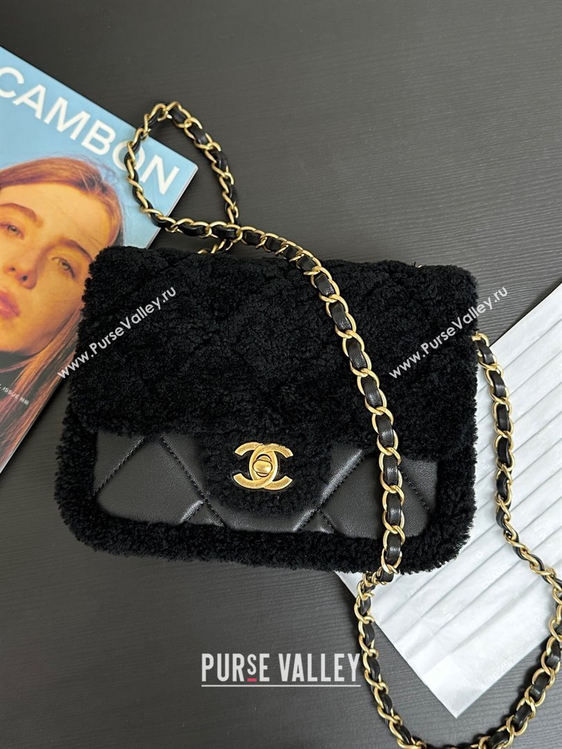 Chanel Shearling Lambskin Mini Flap Bag AS5148 Black 2024 (YEZI-24101504)