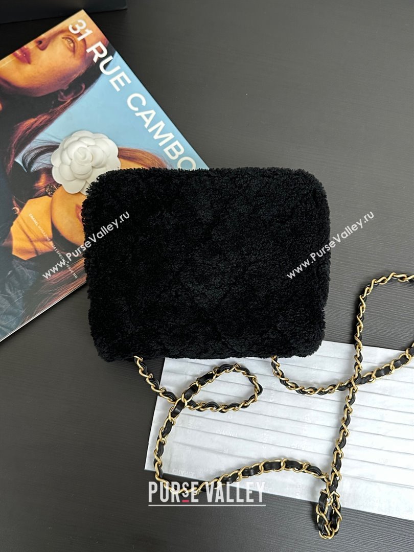 Chanel Shearling Lambskin Mini Flap Bag AS5148 Black 2024 (YEZI-24101504)