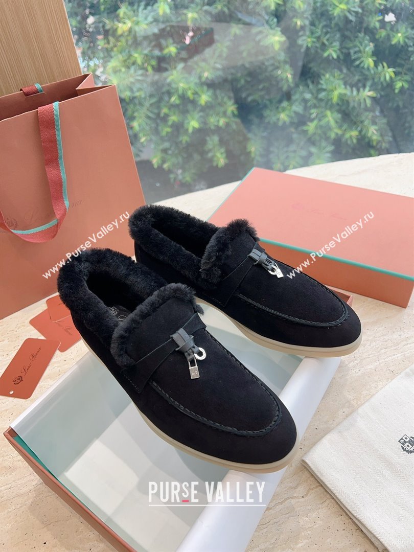 LP Summer Charms Walk Loafers with Fur LP110628 Black 2023 (KL-23110628)