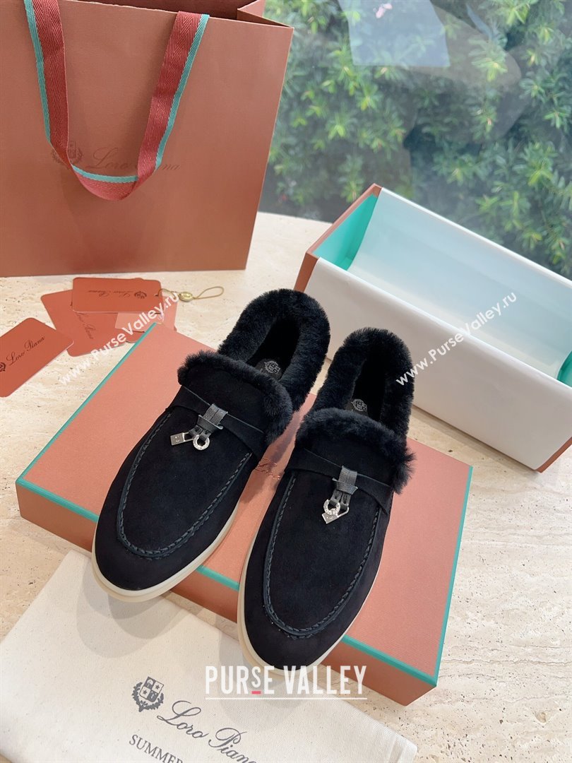 LP Summer Charms Walk Loafers with Fur LP110628 Black 2023 (KL-23110628)