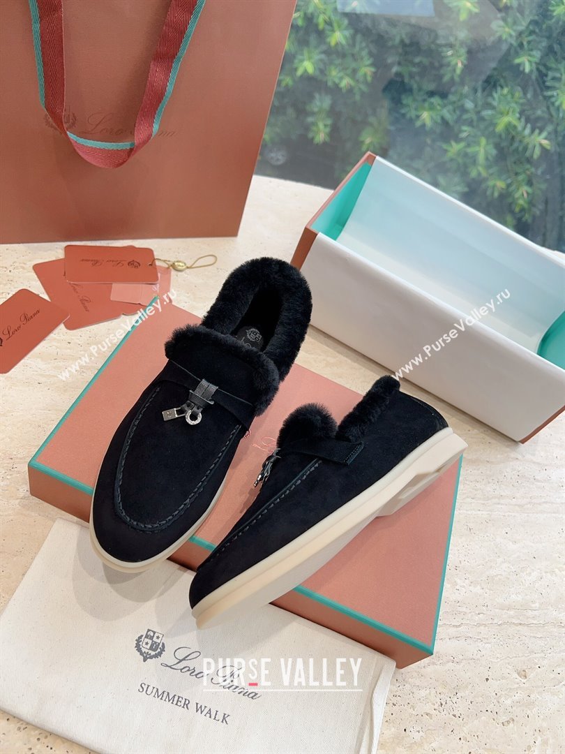 LP Summer Charms Walk Loafers with Fur LP110628 Black 2023 (KL-23110628)