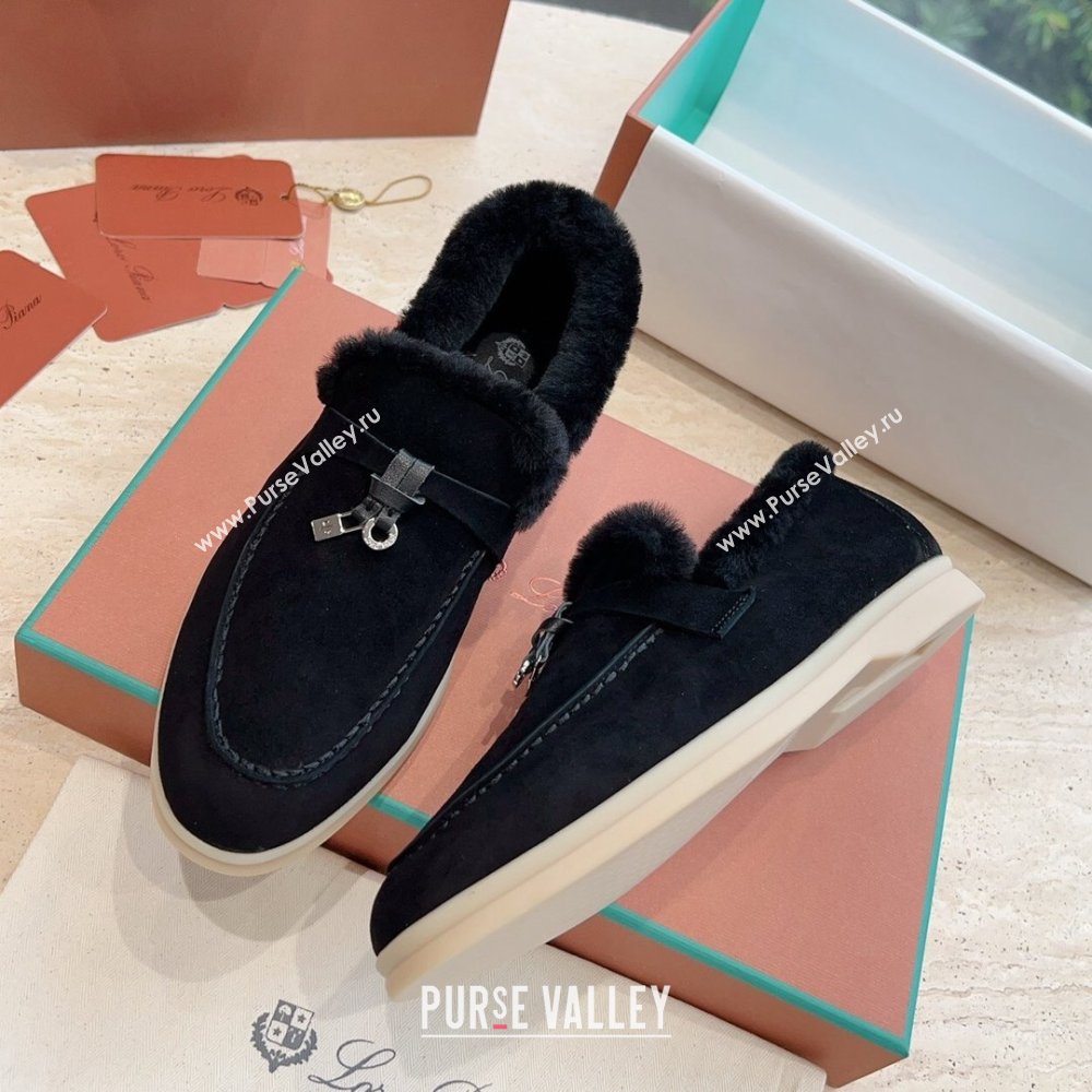 LP Summer Charms Walk Loafers with Fur LP110628 Black 2023 (KL-23110628)