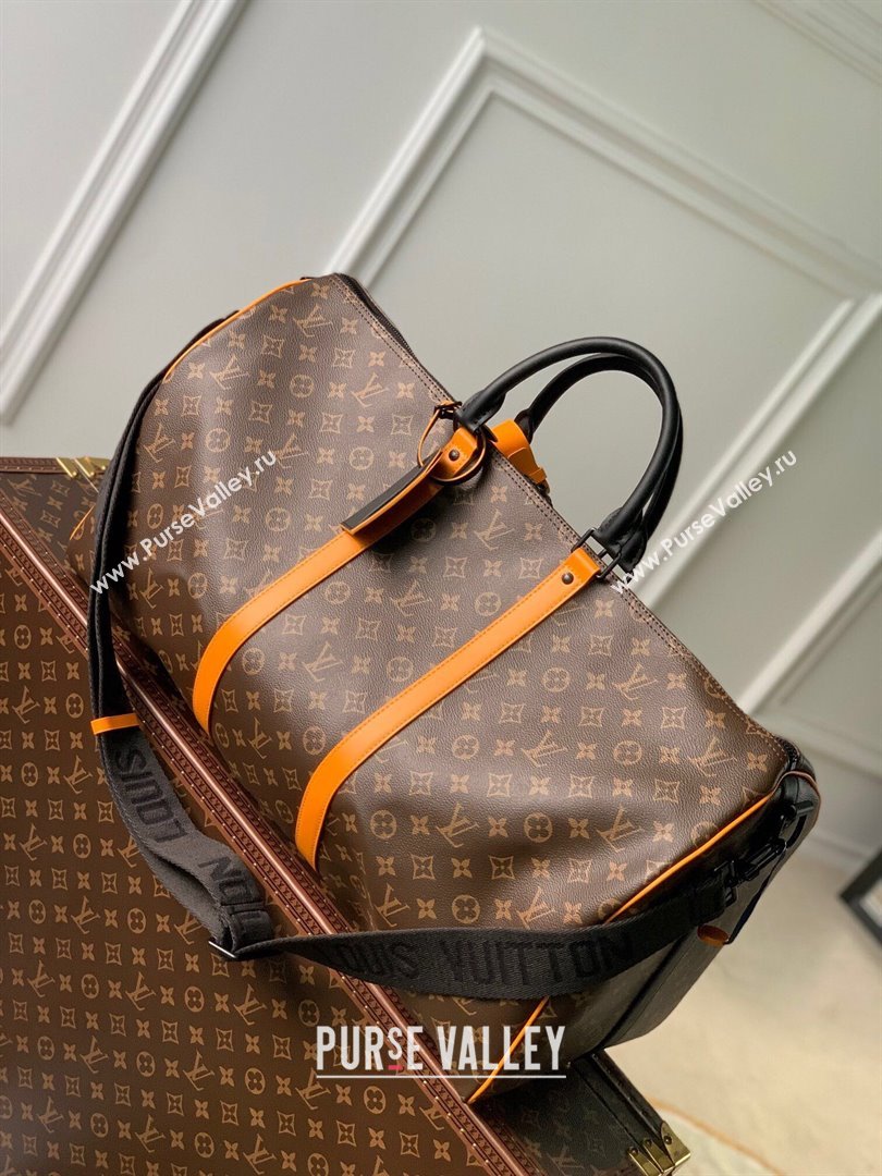 Louis Vuitton Keepall Bandouliere 55 Travel bag in Monogram Canvas M46703 Orange/Brown 2023 (K-23120506)