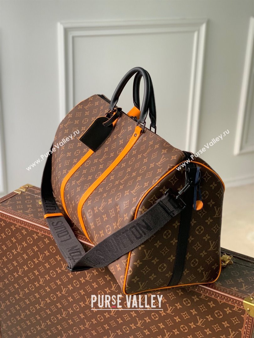 Louis Vuitton Keepall Bandouliere 55 Travel bag in Monogram Canvas M46703 Orange/Brown 2023 (K-23120506)