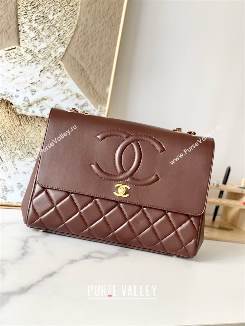 Chanel Vintage Flap Bag in Grained Calfskin 2215 Brown 2024 (YEZI-24101608)