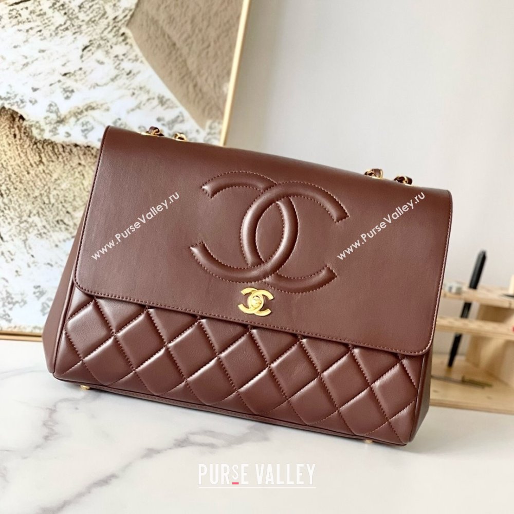 Chanel Vintage Flap Bag in Grained Calfskin 2215 Brown 2024 (YEZI-24101608)