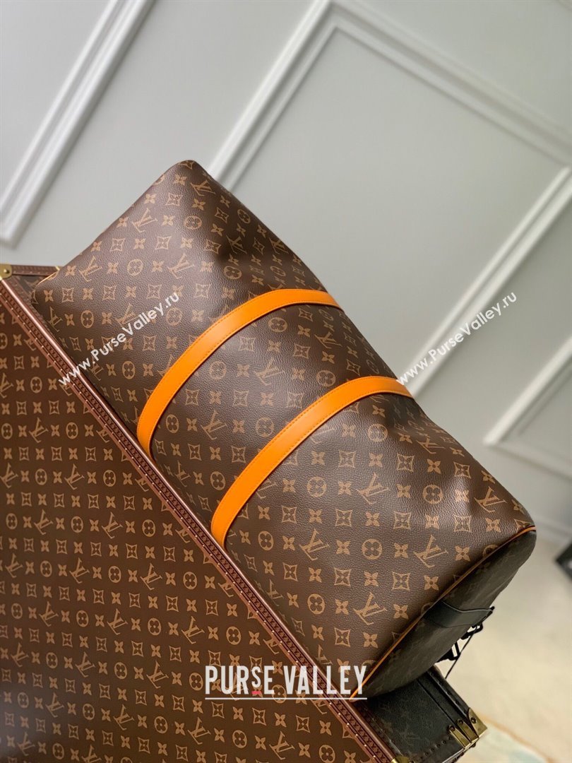 Louis Vuitton Keepall Bandouliere 55 Travel bag in Monogram Canvas M46703 Orange/Brown 2023 (K-23120506)