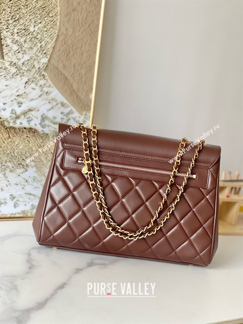 Chanel Vintage Flap Bag in Grained Calfskin 2215 Brown 2024 (YEZI-24101608)