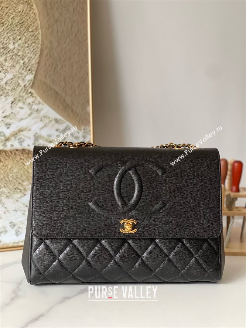 Chanel Vintage Flap Bag in Grained Calfskin 2215 Black 2024 (YEZI-24101609)