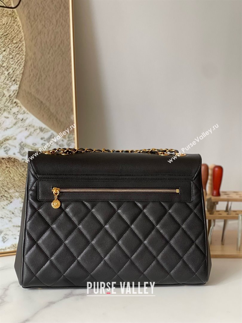 Chanel Vintage Flap Bag in Grained Calfskin 2215 Black 2024 (YEZI-24101609)