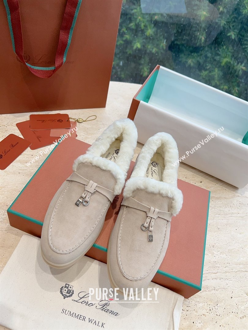 LP Summer Charms Walk Loafers with Fur LP110629 Beige 02 2023 (KL-23110629)