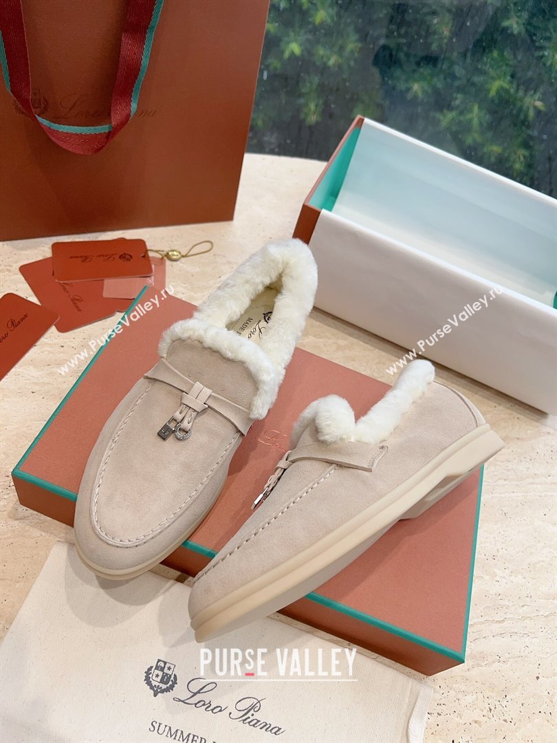 LP Summer Charms Walk Loafers with Fur LP110629 Beige 02 2023 (KL-23110629)