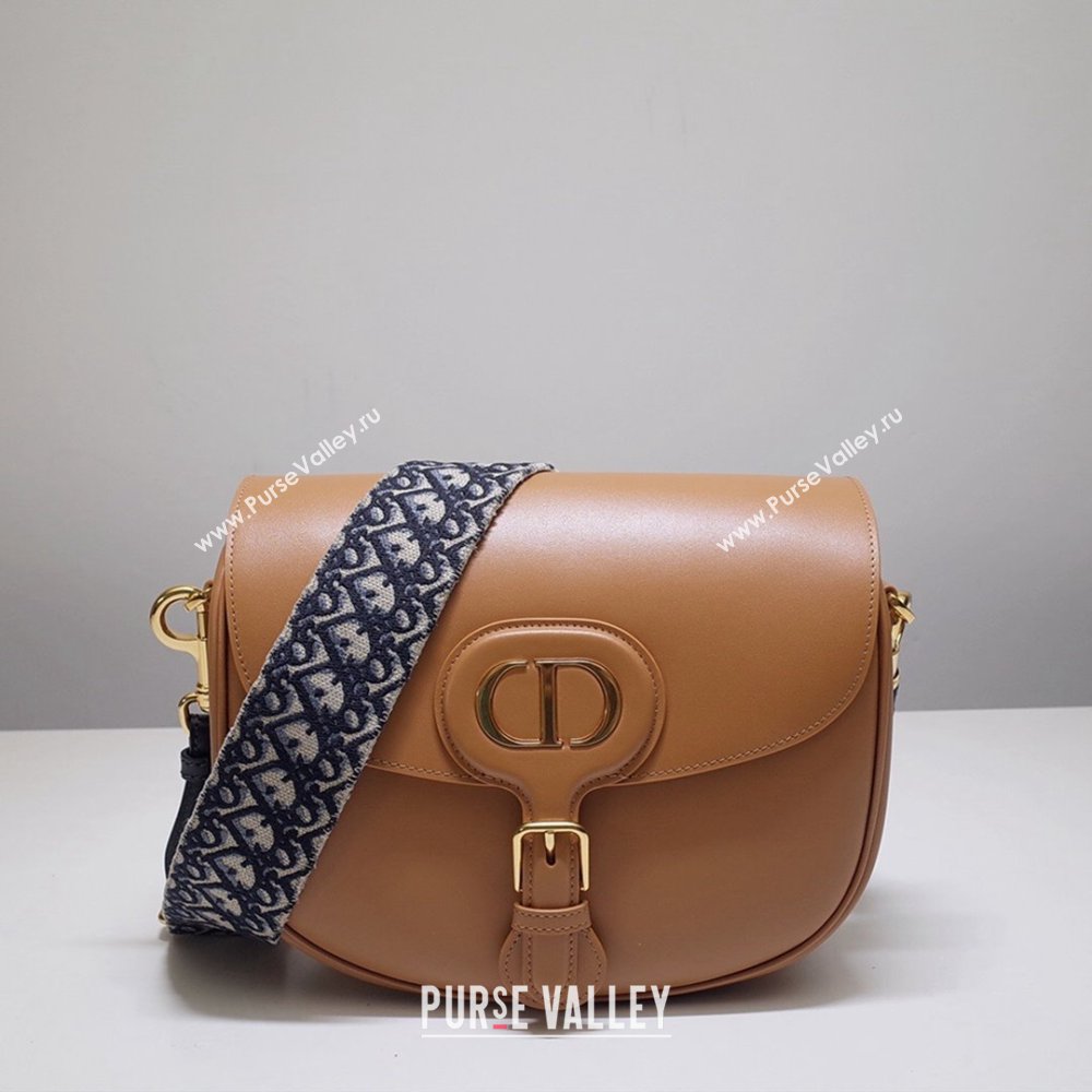 Dior Large Dior Bobby Bag in Camel Box Calfskin with Dior Oblique Shoulder Strap 2023 (DMZ-23120511)