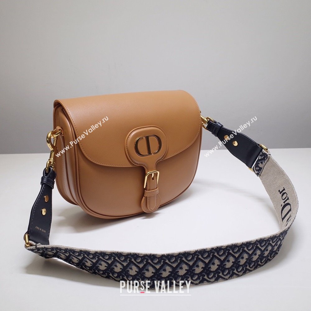 Dior Large Dior Bobby Bag in Camel Box Calfskin with Dior Oblique Shoulder Strap 2023 (DMZ-23120511)