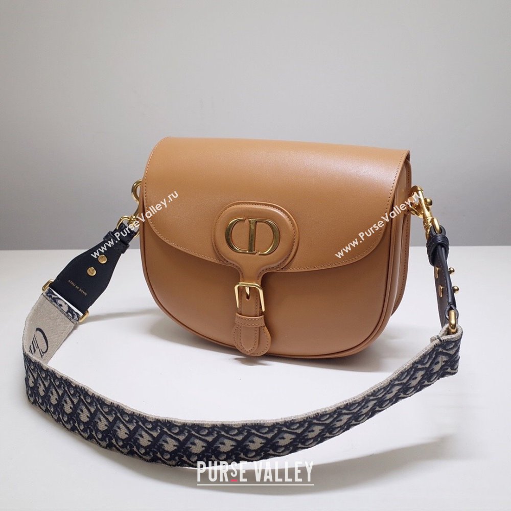 Dior Large Dior Bobby Bag in Camel Box Calfskin with Dior Oblique Shoulder Strap 2023 (DMZ-23120511)