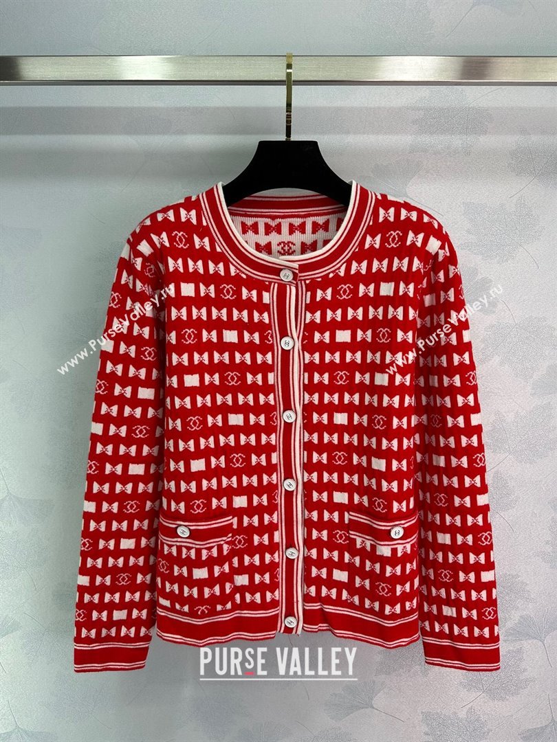 Chanel Wool Cardigan CH121713 Red 2024 (Q-24121713)