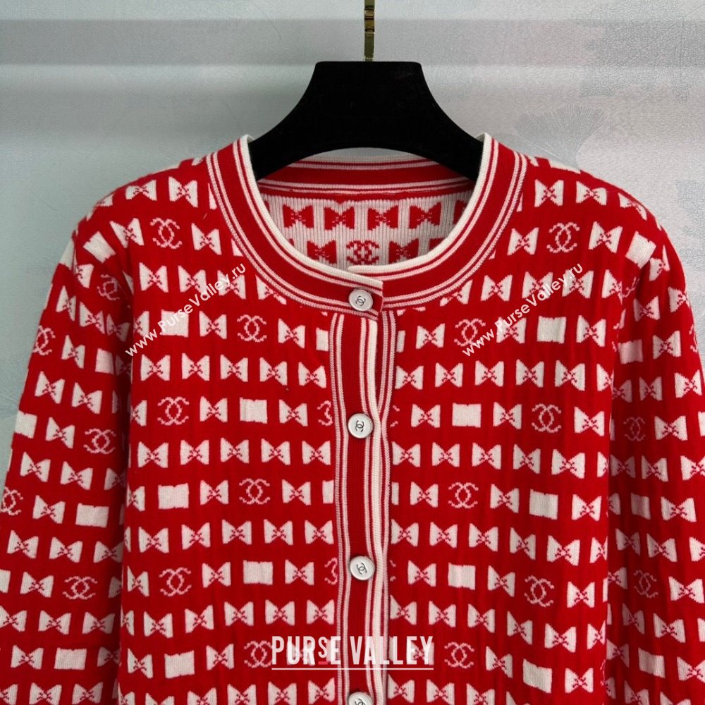 Chanel Wool Cardigan CH121713 Red 2024 (Q-24121713)