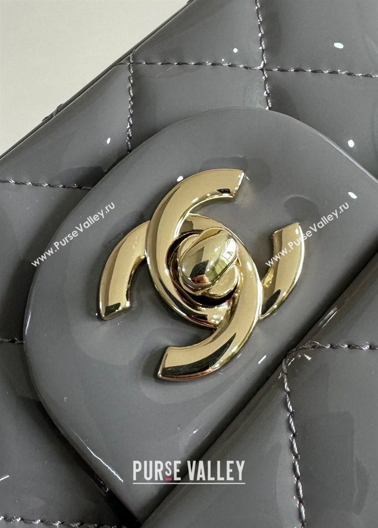 Chanel Clutch with Chain in Patent Calfskin AP2199 Bag Gray 2024 (YUND-24101616)