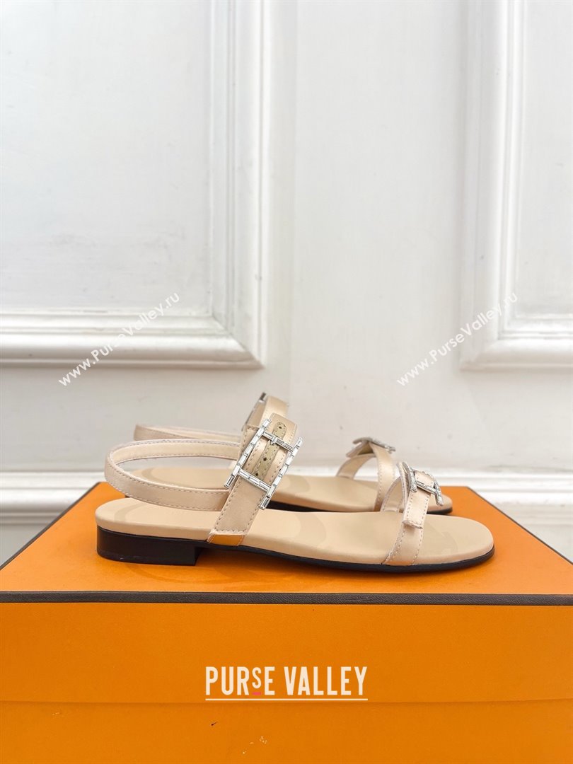 Hermes Satin Judy Flat Sandals Beige 2025 (MD-25030703)