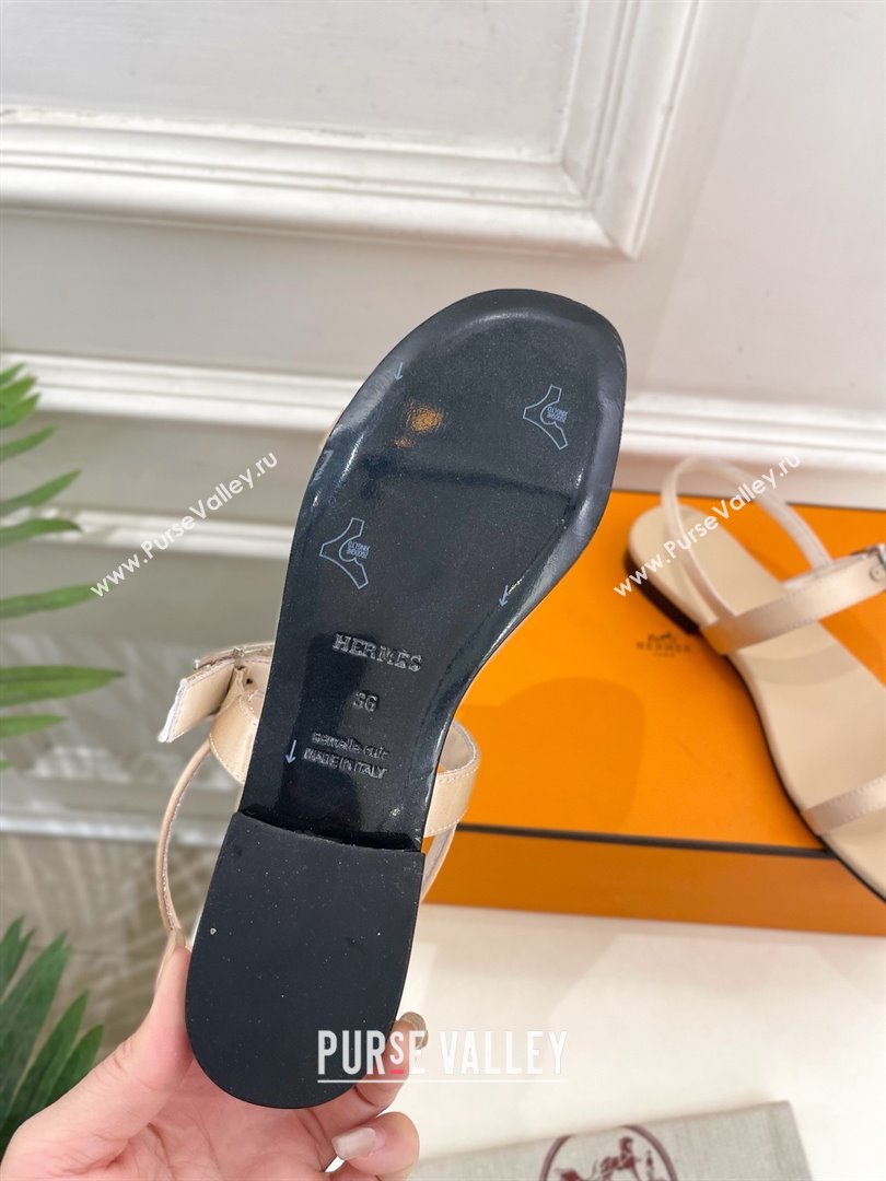 Hermes Satin Judy Flat Sandals Beige 2025 (MD-25030703)