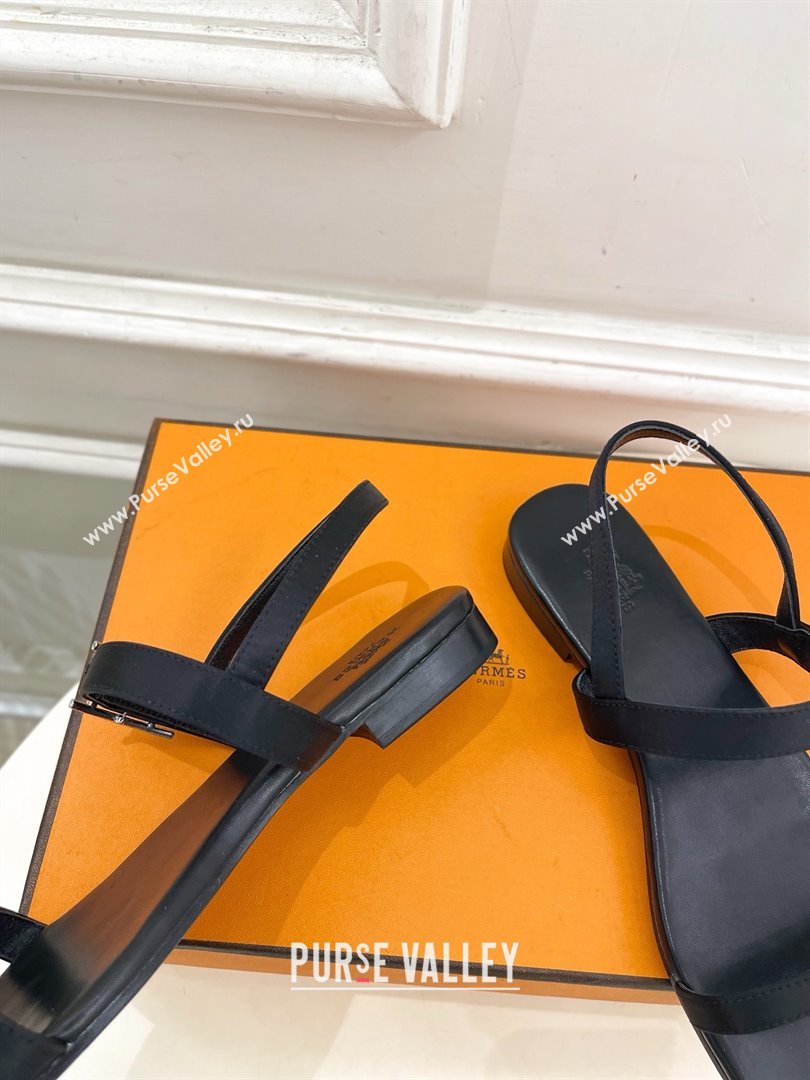 Hermes Satin Judy Flat Sandals Black 2025 (MD-25030707)
