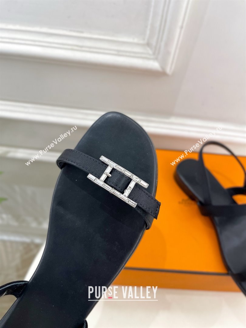 Hermes Satin Judy Flat Sandals Black 2025 (MD-25030707)