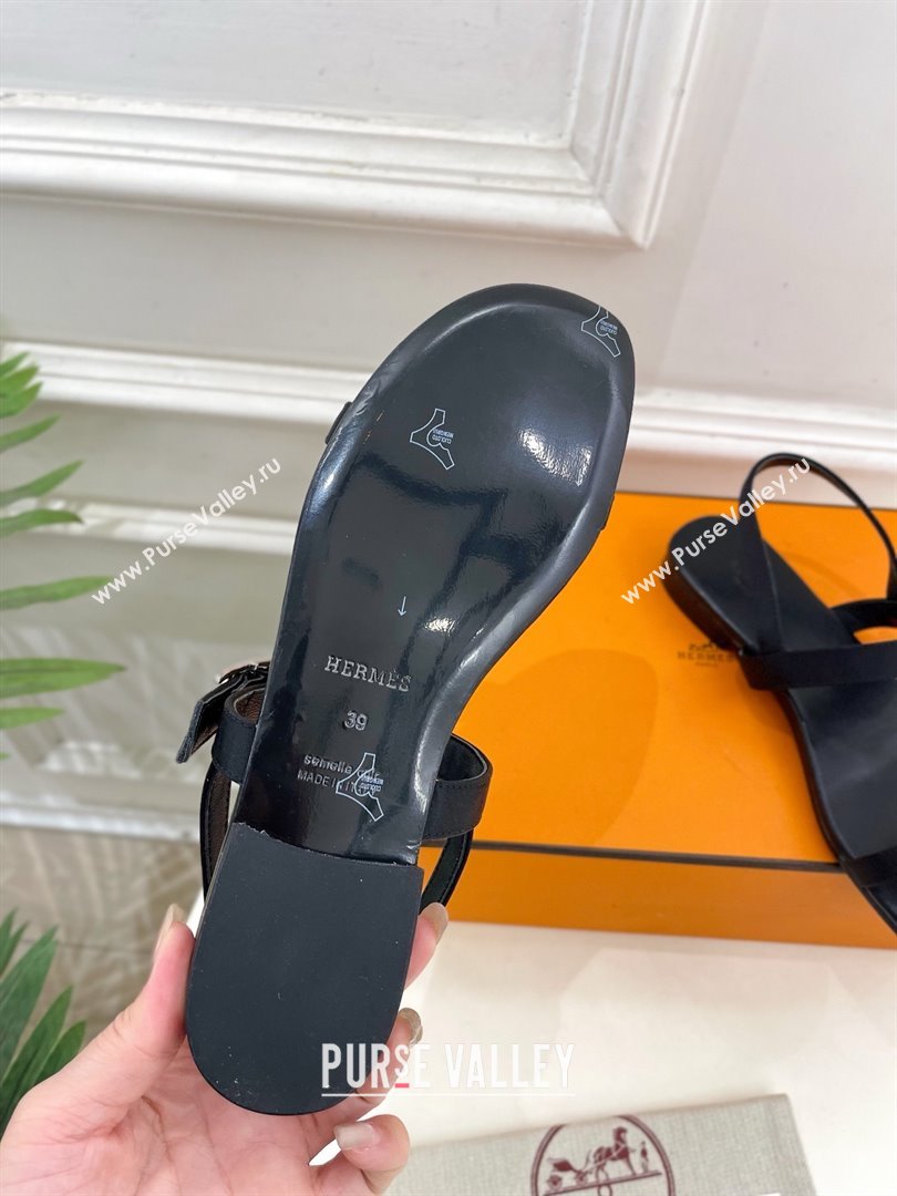 Hermes Satin Judy Flat Sandals Black 2025 (MD-25030707)